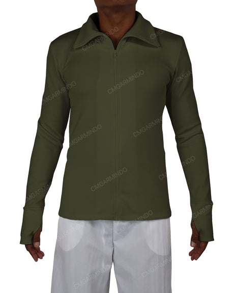 High Neck Long Sleeve Zip Up Top