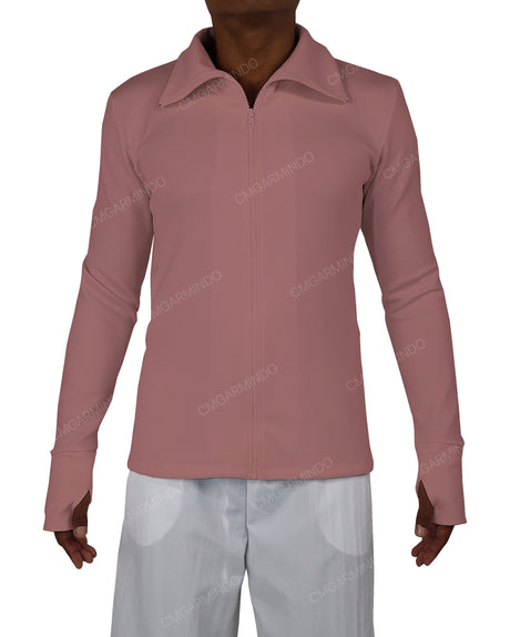 High Neck Long Sleeve Zip Up Top
