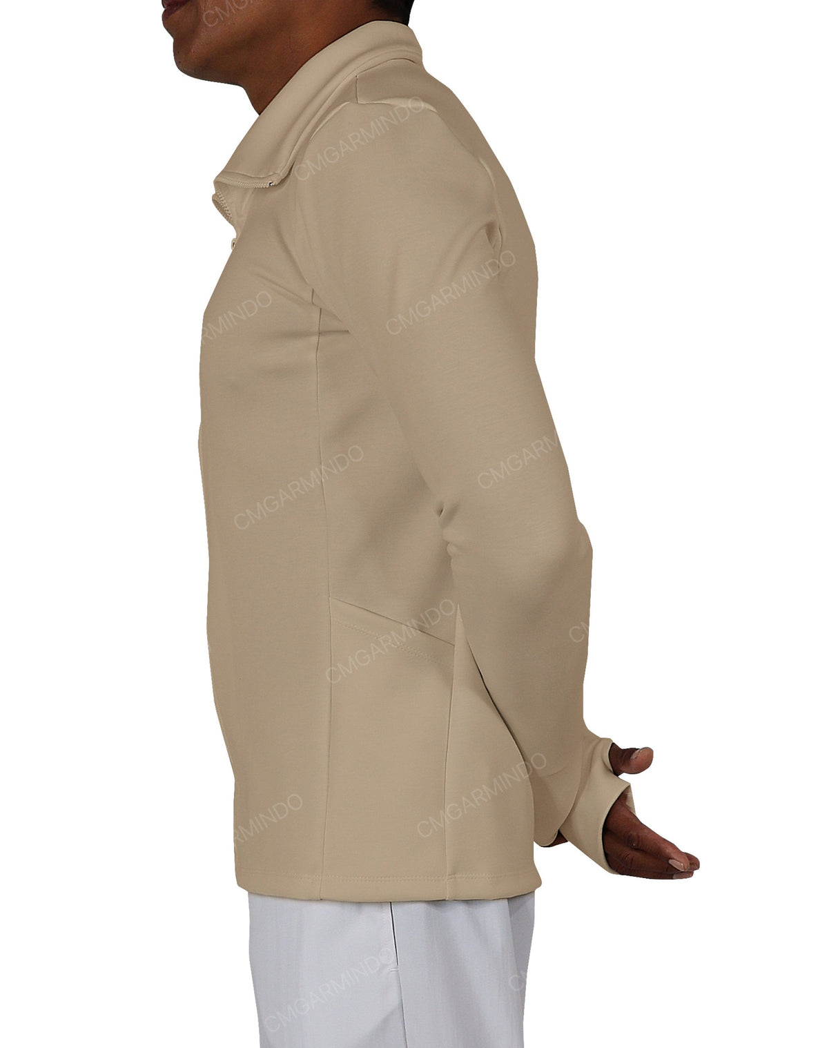 High Neck Long Sleeve Zip Up Top