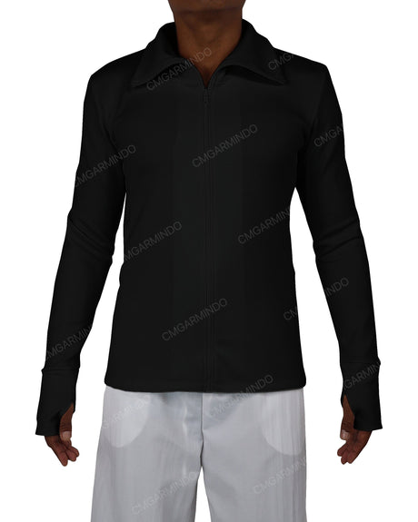 High Neck Long Sleeve Zip Up Top