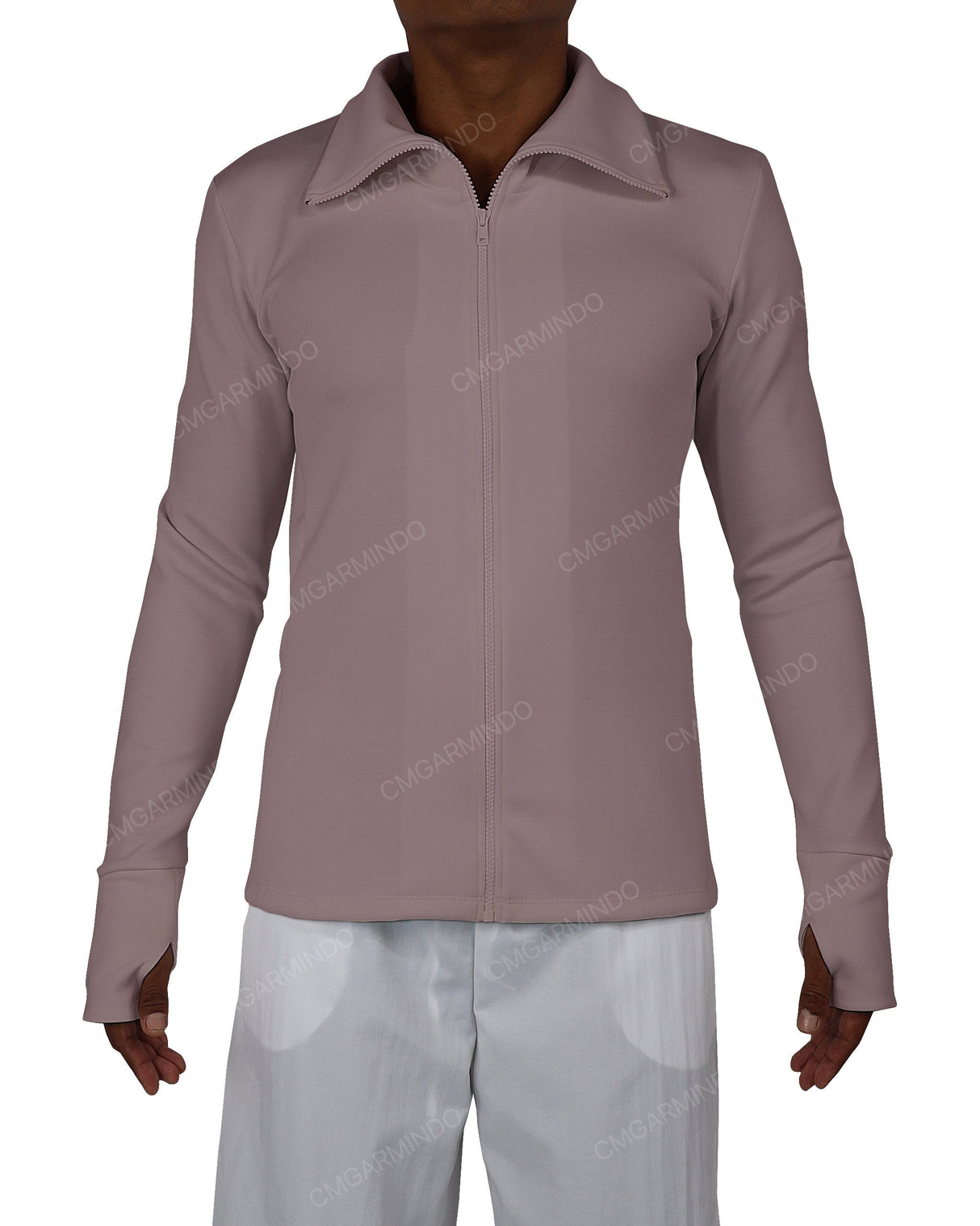 High Neck Long Sleeve Zip Up Top
