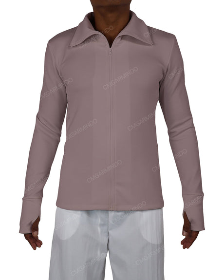 High Neck Long Sleeve Zip Up Top