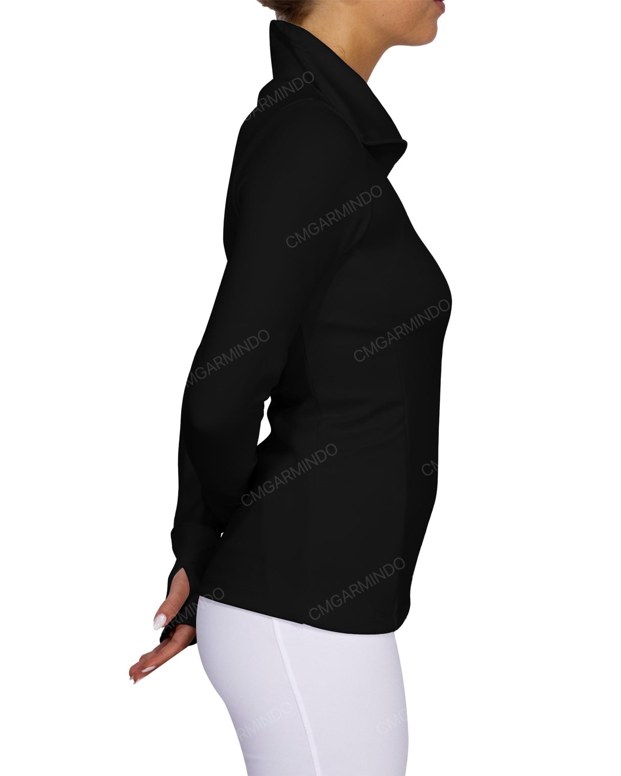 High Neck Zip Up Long Sleeve Top