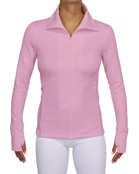 High Neck Zip Up Long Sleeve Top