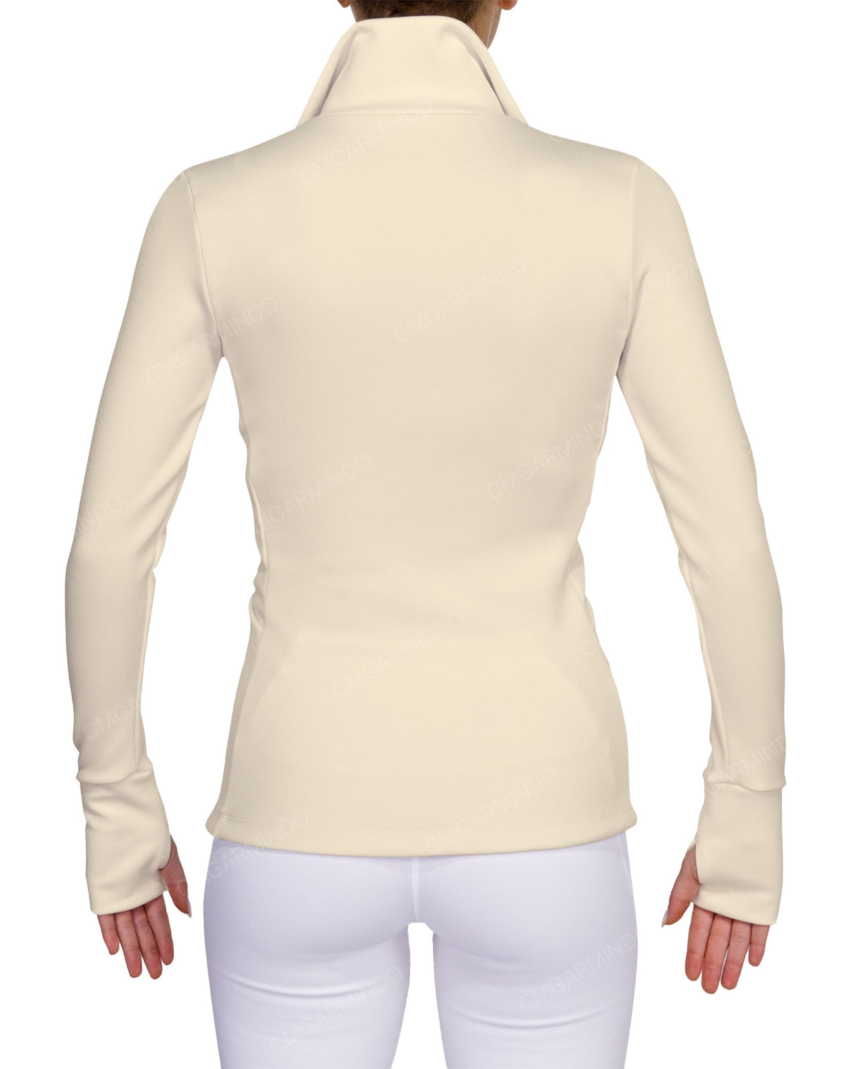 High Neck Zip Up Long Sleeve Top