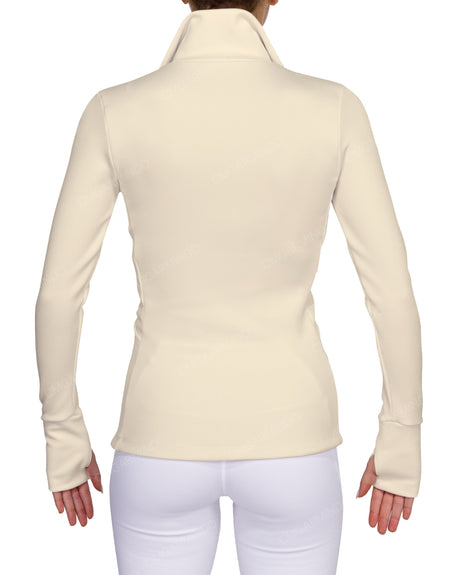 High Neck Zip Up Long Sleeve Top