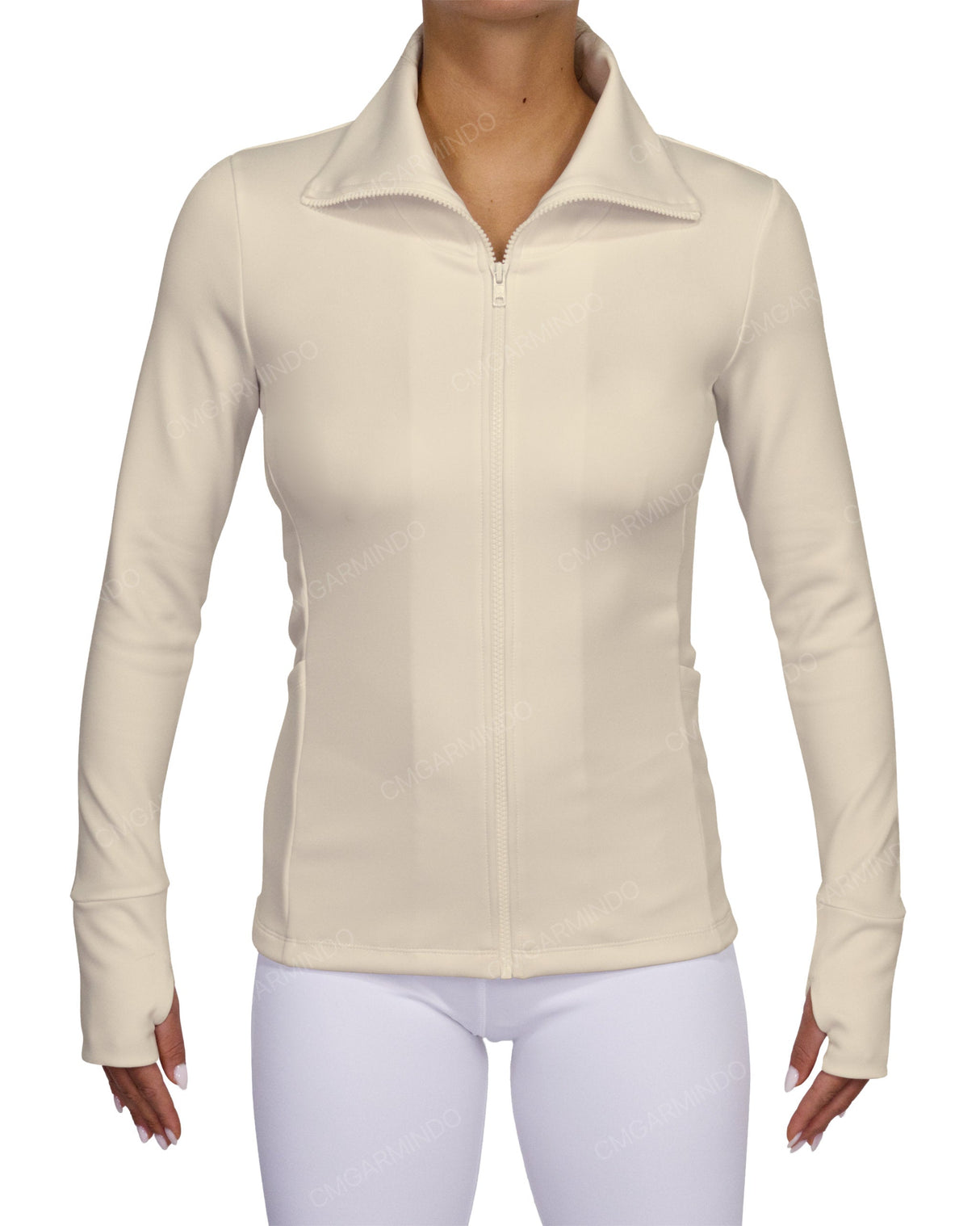 High Neck Zip Up Long Sleeve Top