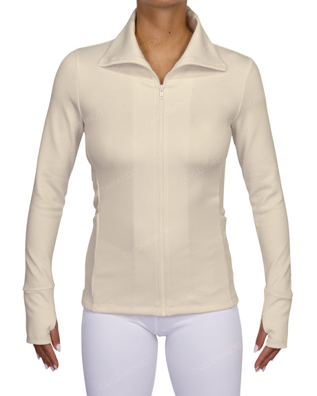 High Neck Zip Up Long Sleeve Top