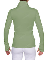 High Neck Zip Up Long Sleeve Top