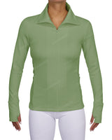 High Neck Zip Up Long Sleeve Top
