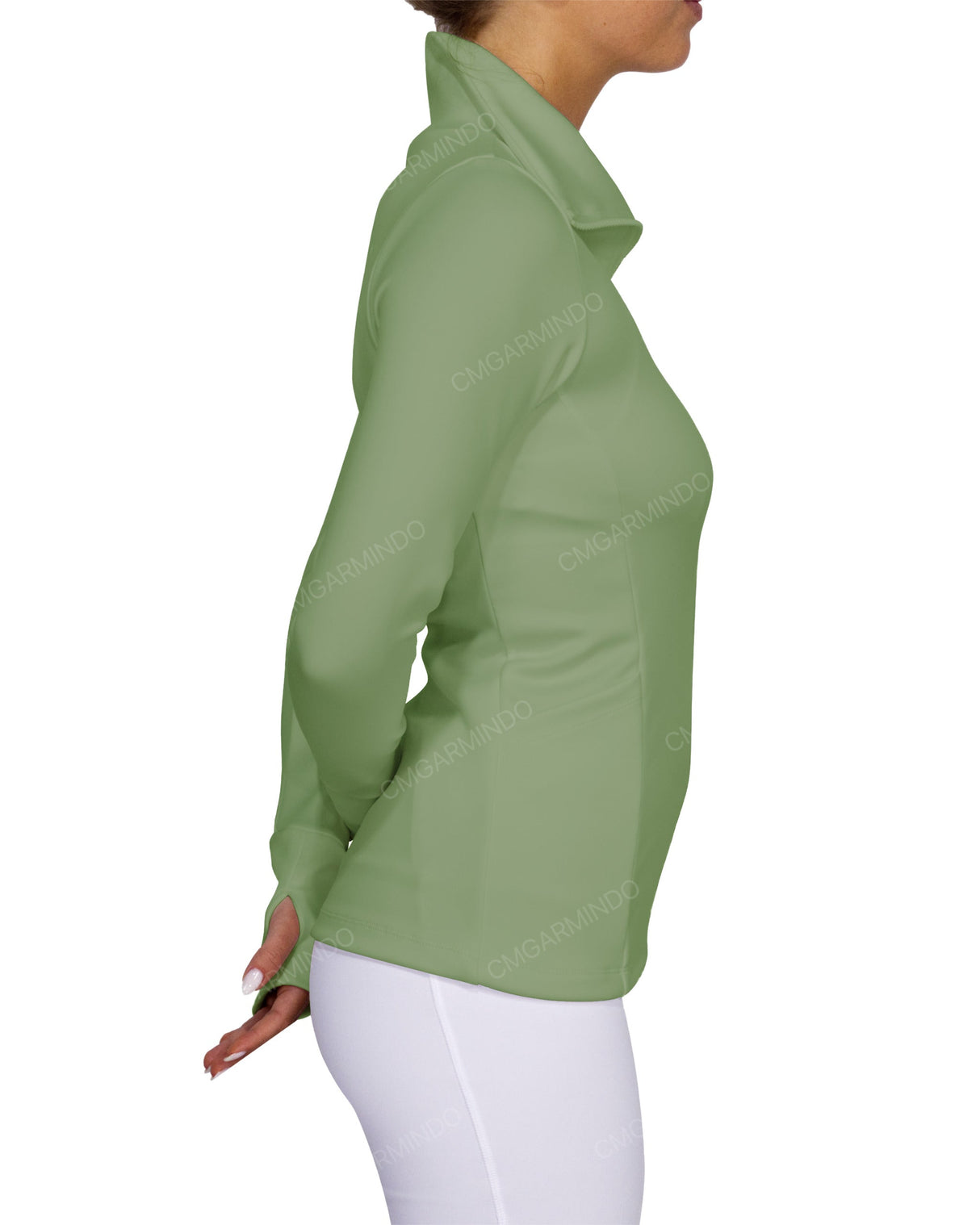 High Neck Zip Up Long Sleeve Top