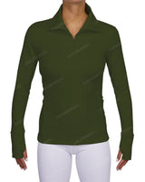 High Neck Zip Up Long Sleeve Top