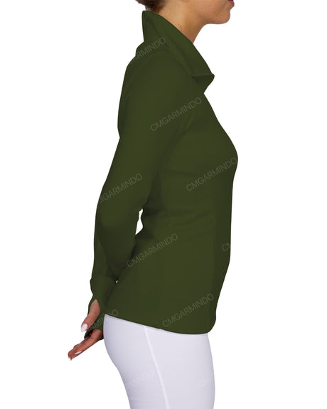 High Neck Zip Up Long Sleeve Top