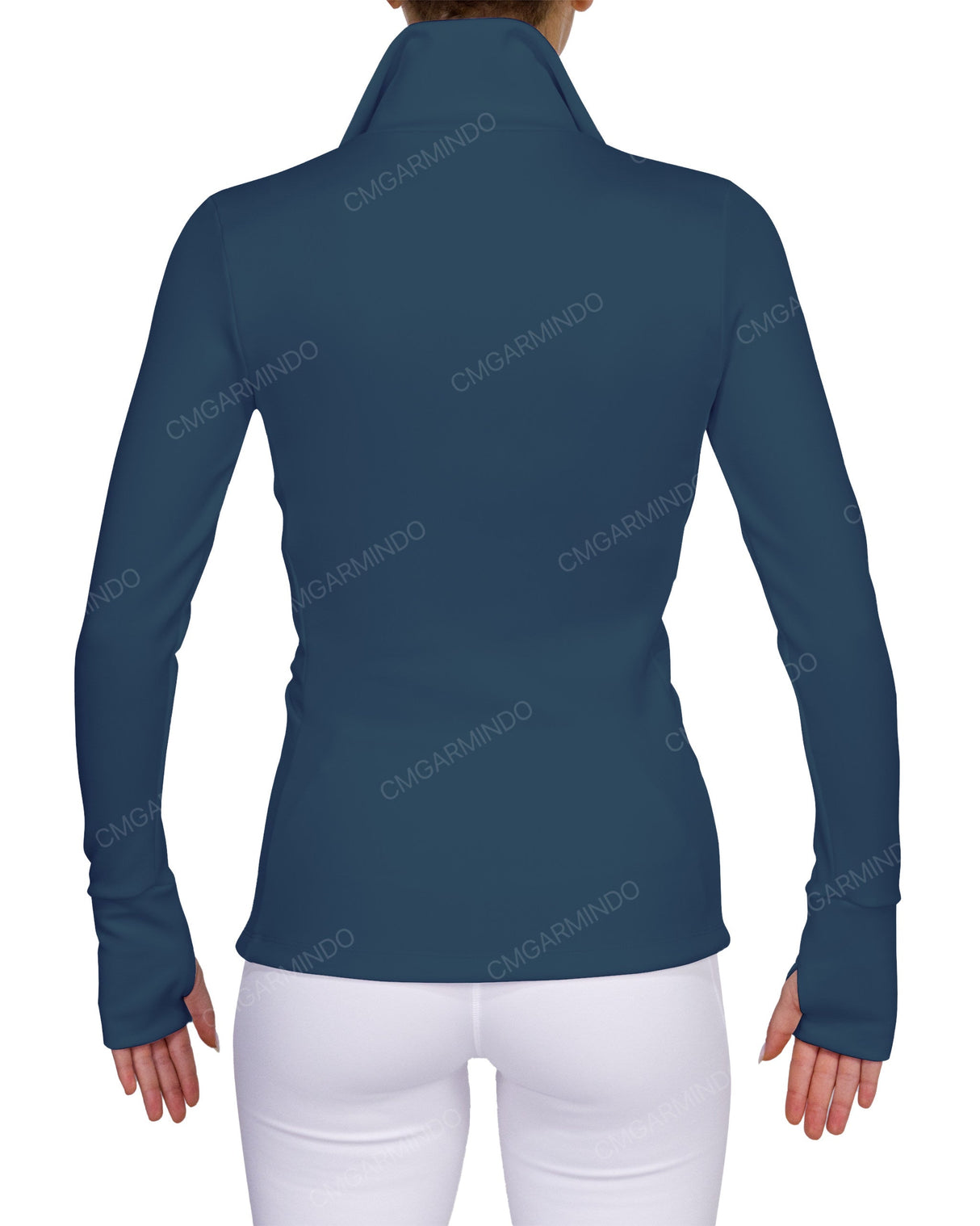 High Neck Zip Up Long Sleeve Top