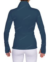 High Neck Zip Up Long Sleeve Top