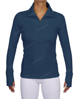 High Neck Zip Up Long Sleeve Top