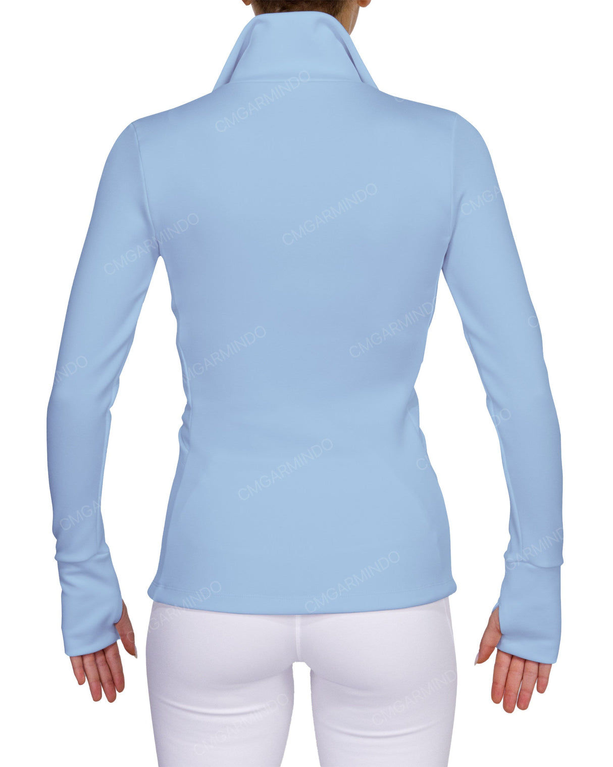 High Neck Zip Up Long Sleeve Top