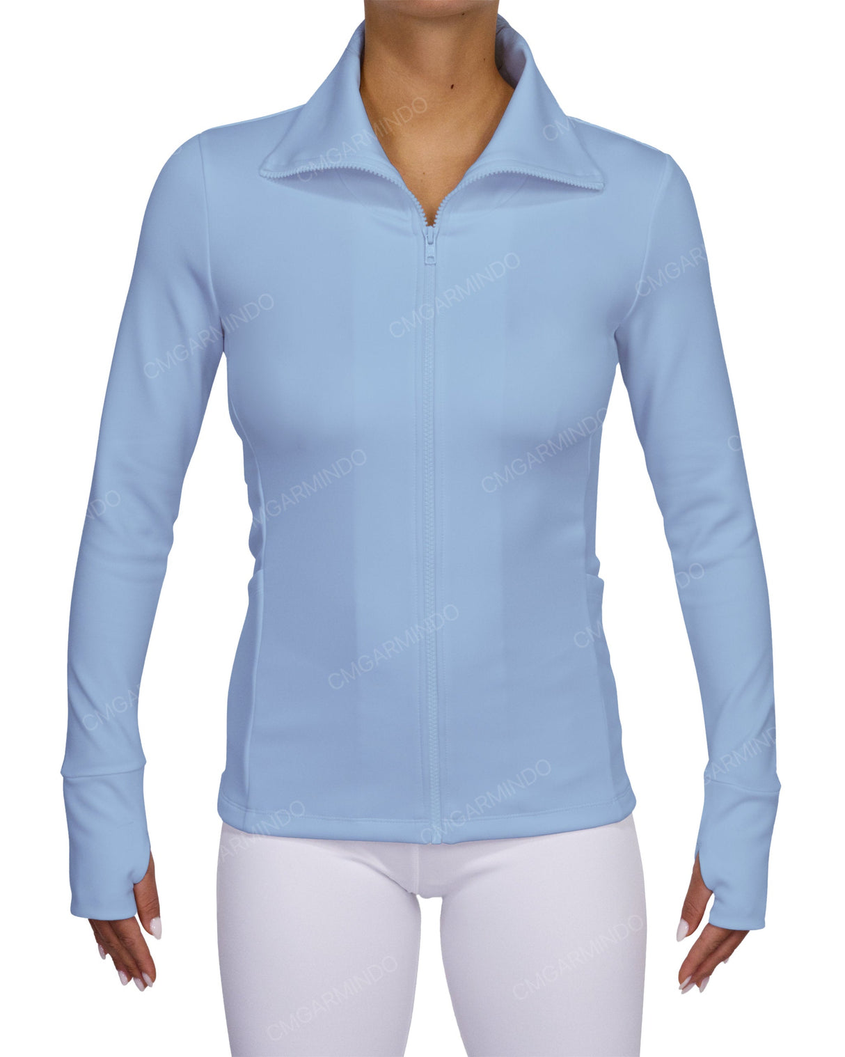 High Neck Zip Up Long Sleeve Top