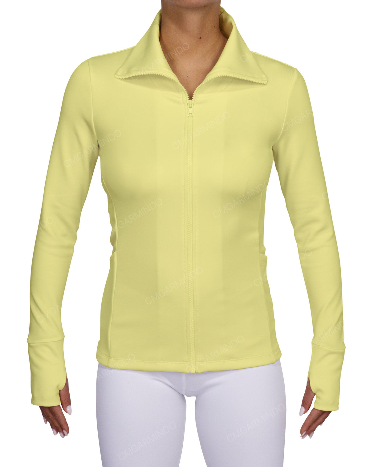 High Neck Zip Up Long Sleeve Top