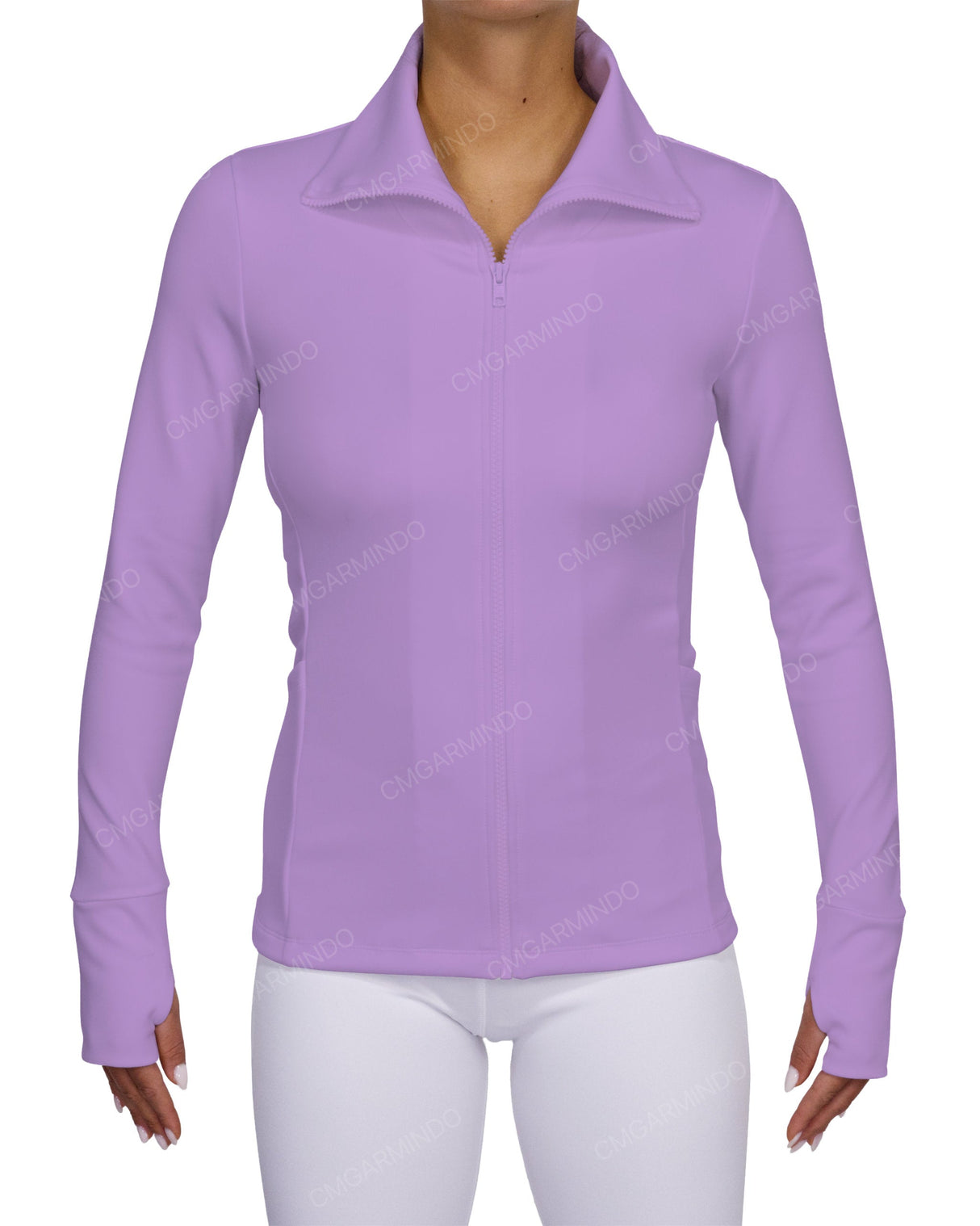 High Neck Zip Up Long Sleeve Top