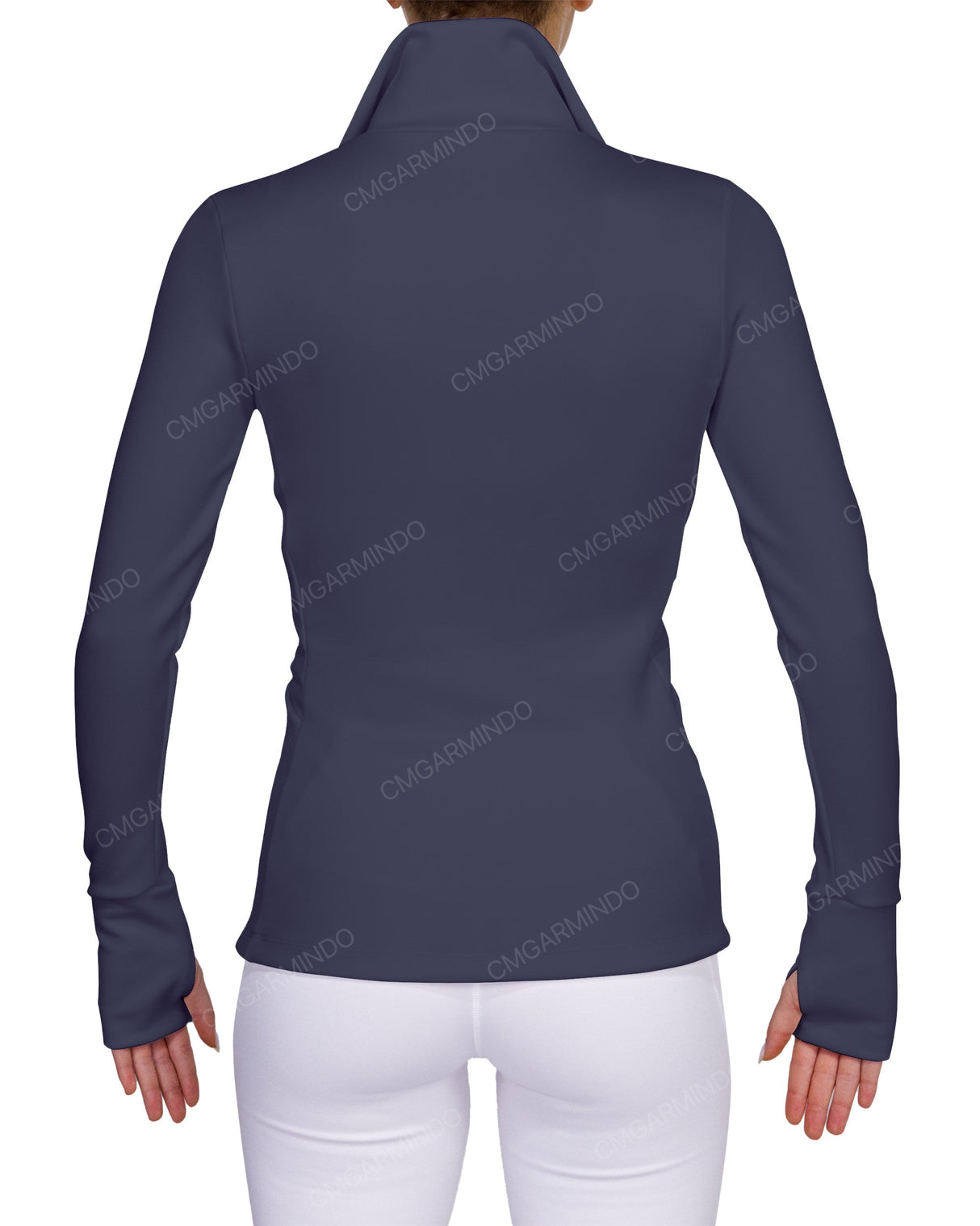 High Neck Zip Up Long Sleeve Top