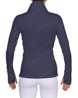 High Neck Zip Up Long Sleeve Top