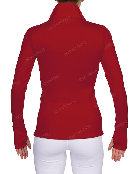 High Neck Zip Up Long Sleeve Top