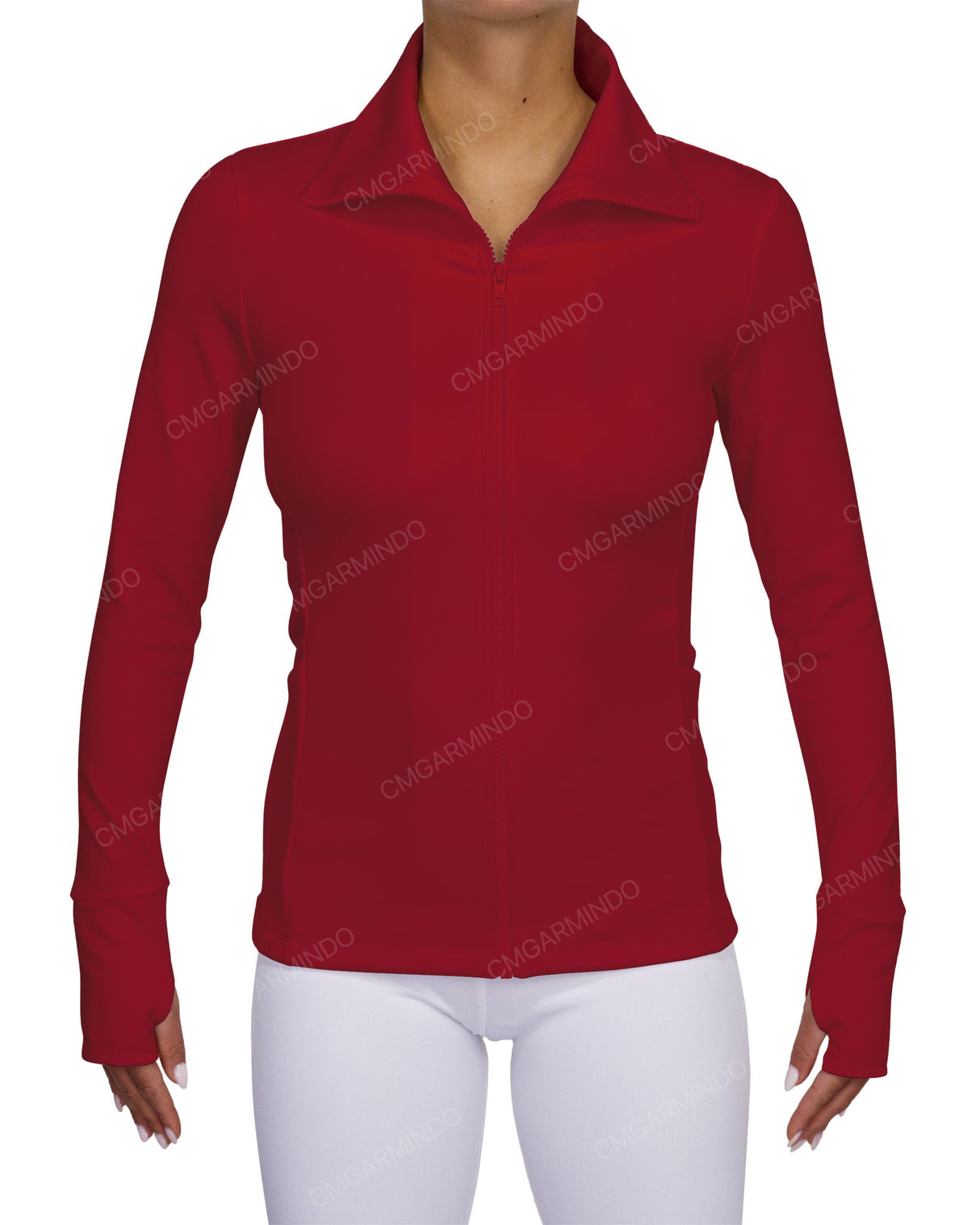 High Neck Zip Up Long Sleeve Top