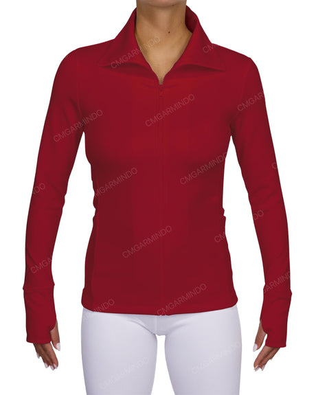 High Neck Zip Up Long Sleeve Top