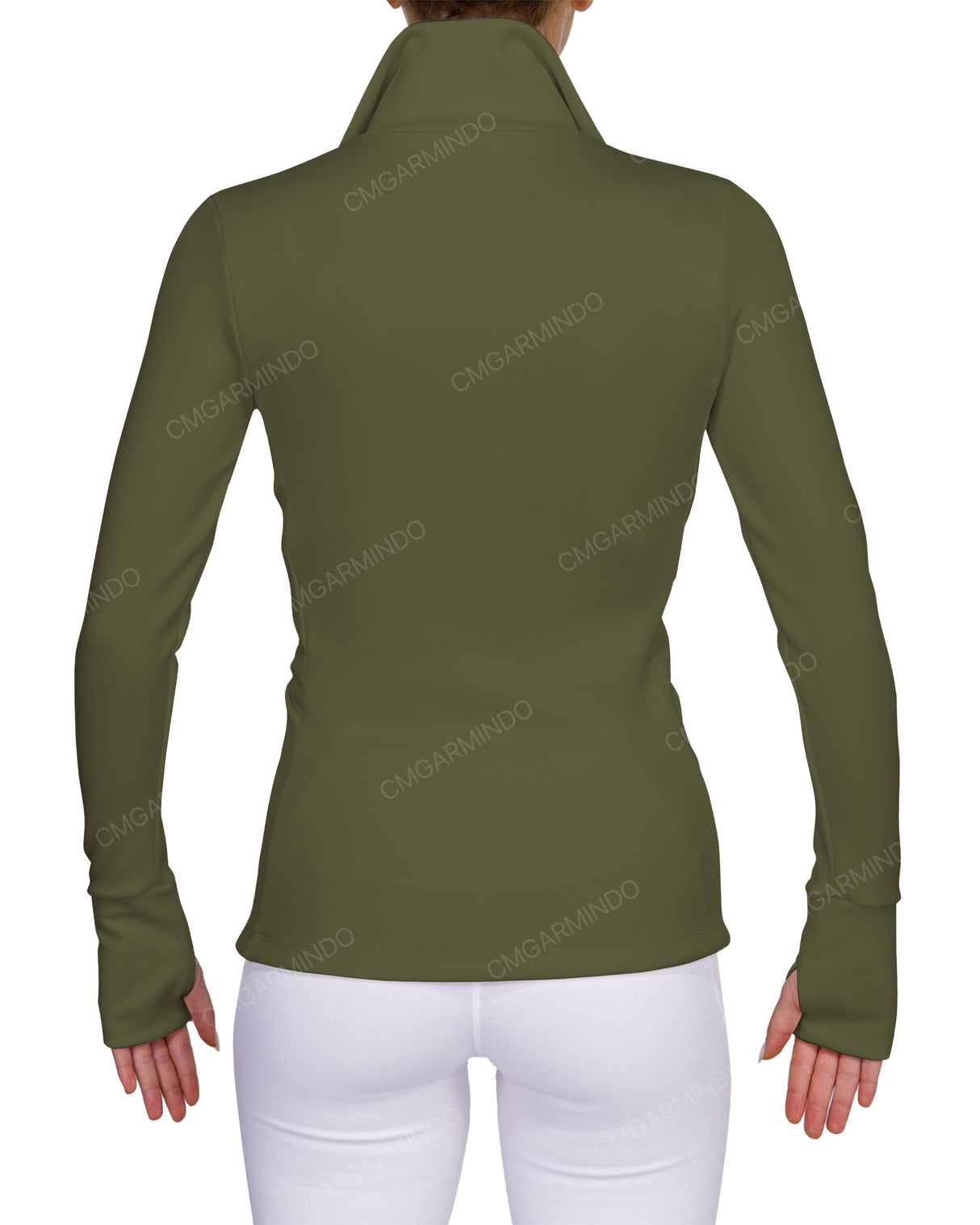 High Neck Zip Up Long Sleeve Top