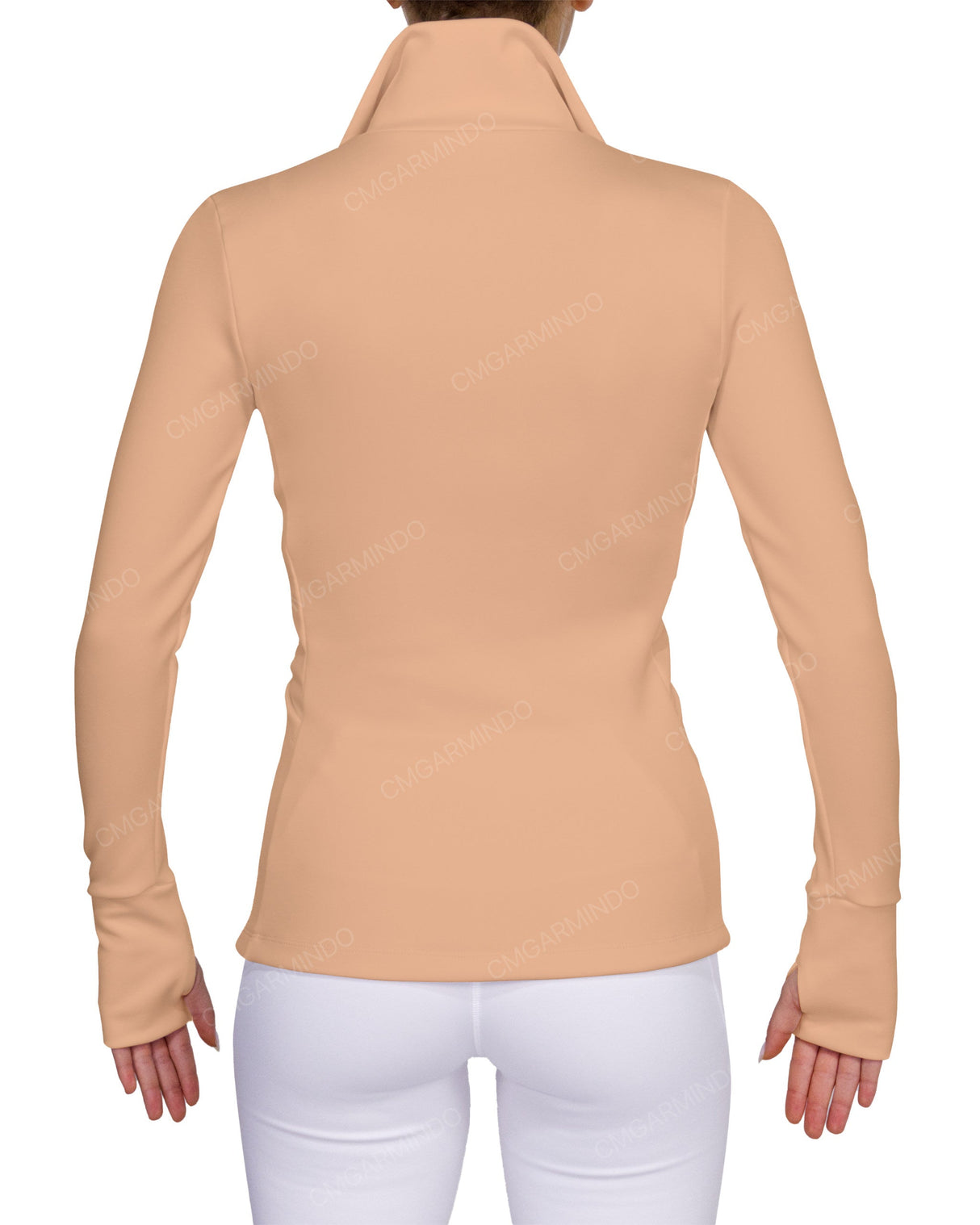High Neck Zip Up Long Sleeve Top