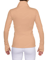High Neck Zip Up Long Sleeve Top