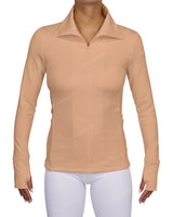 High Neck Zip Up Long Sleeve Top