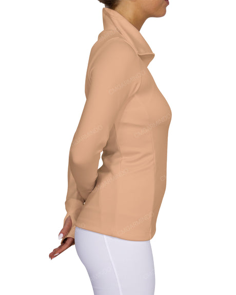 High Neck Zip Up Long Sleeve Top