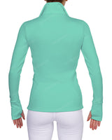 High Neck Zip Up Long Sleeve Top