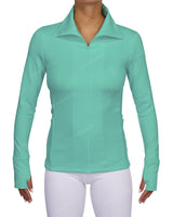High Neck Zip Up Long Sleeve Top