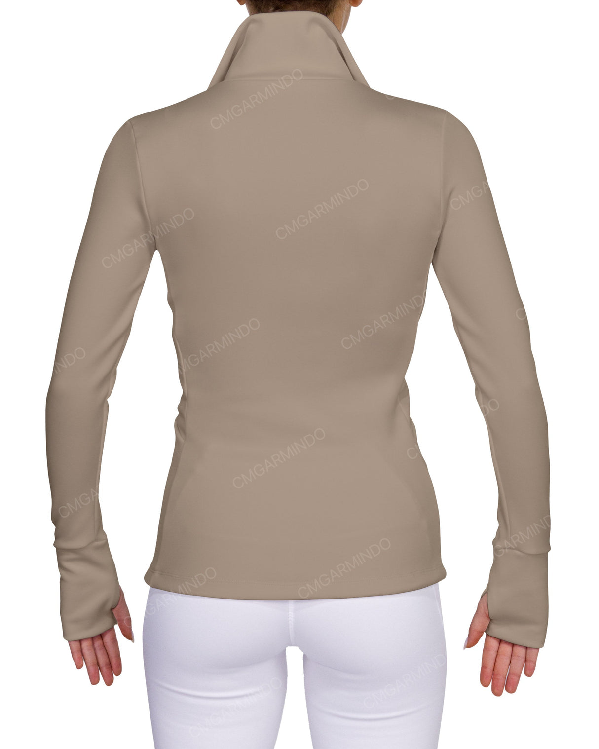 High Neck Zip Up Long Sleeve Top