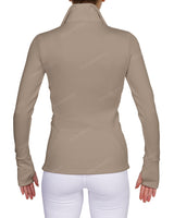 High Neck Zip Up Long Sleeve Top