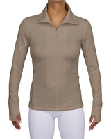High Neck Zip Up Long Sleeve Top