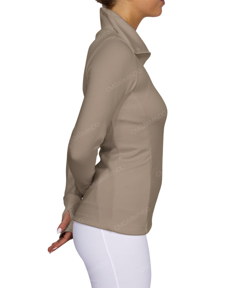 High Neck Zip Up Long Sleeve Top
