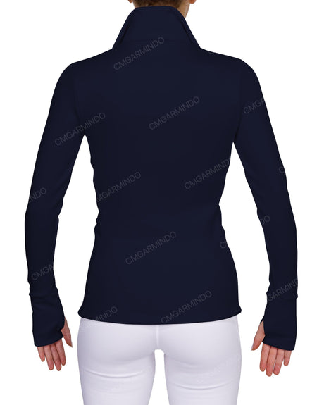 High Neck Zip Up Long Sleeve Top