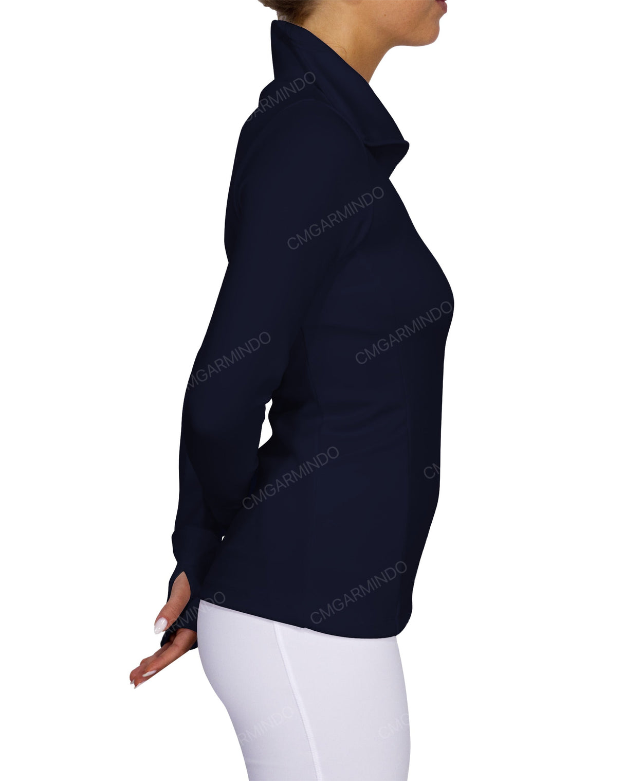 High Neck Zip Up Long Sleeve Top