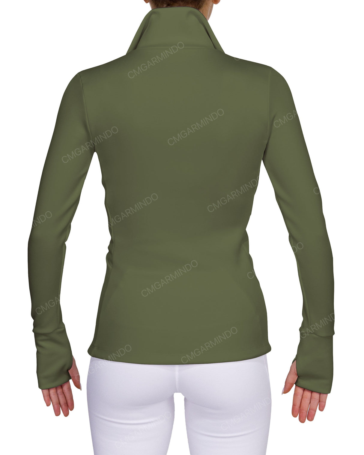 High Neck Zip Up Long Sleeve Top
