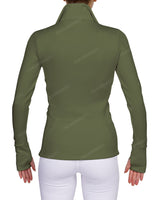 High Neck Zip Up Long Sleeve Top