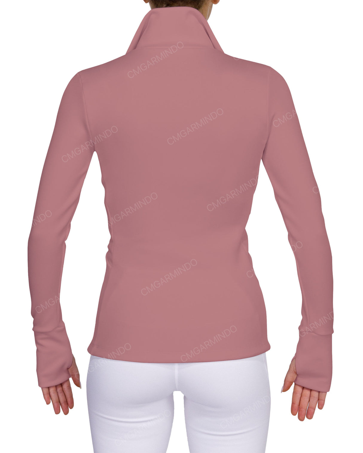 High Neck Zip Up Long Sleeve Top