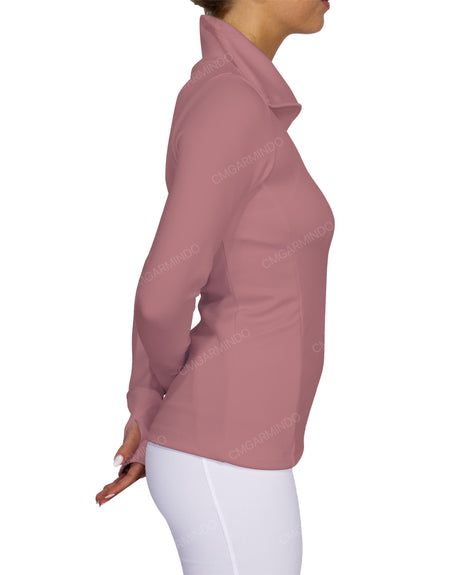 High Neck Zip Up Long Sleeve Top