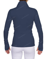 High Neck Zip Up Long Sleeve Top