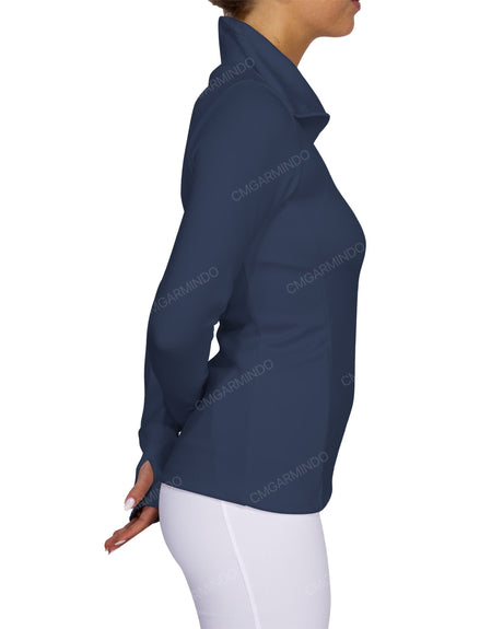High Neck Zip Up Long Sleeve Top