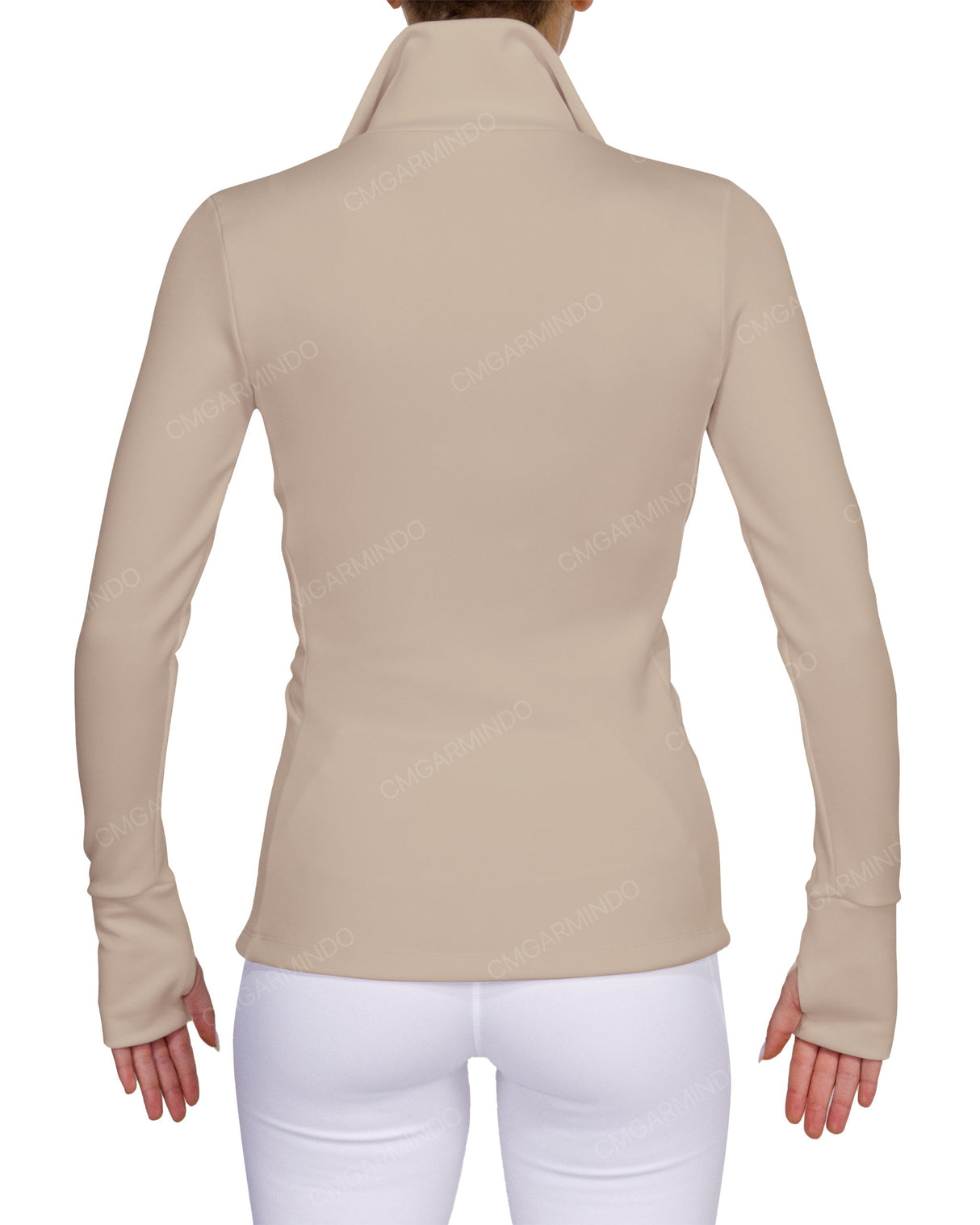 High Neck Zip Up Long Sleeve Top