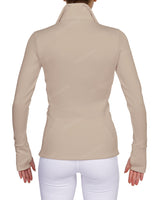 High Neck Zip Up Long Sleeve Top